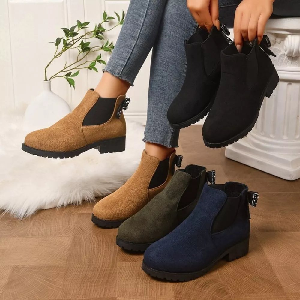 Round Toe Block Heels Boots, image 2