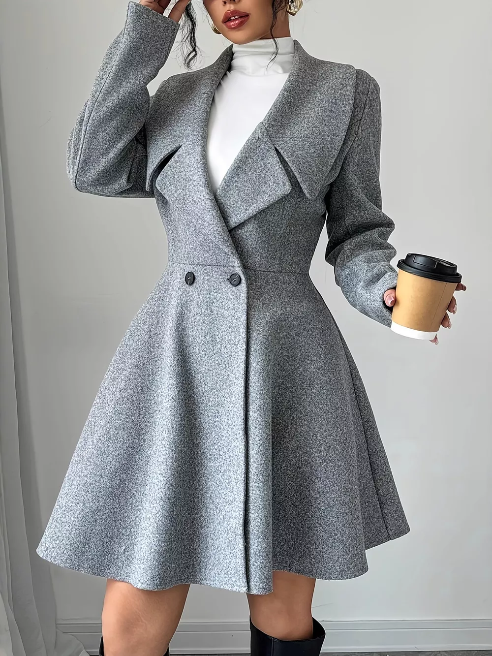 Double-Breasted Long Sleeve Outerwear, image 2