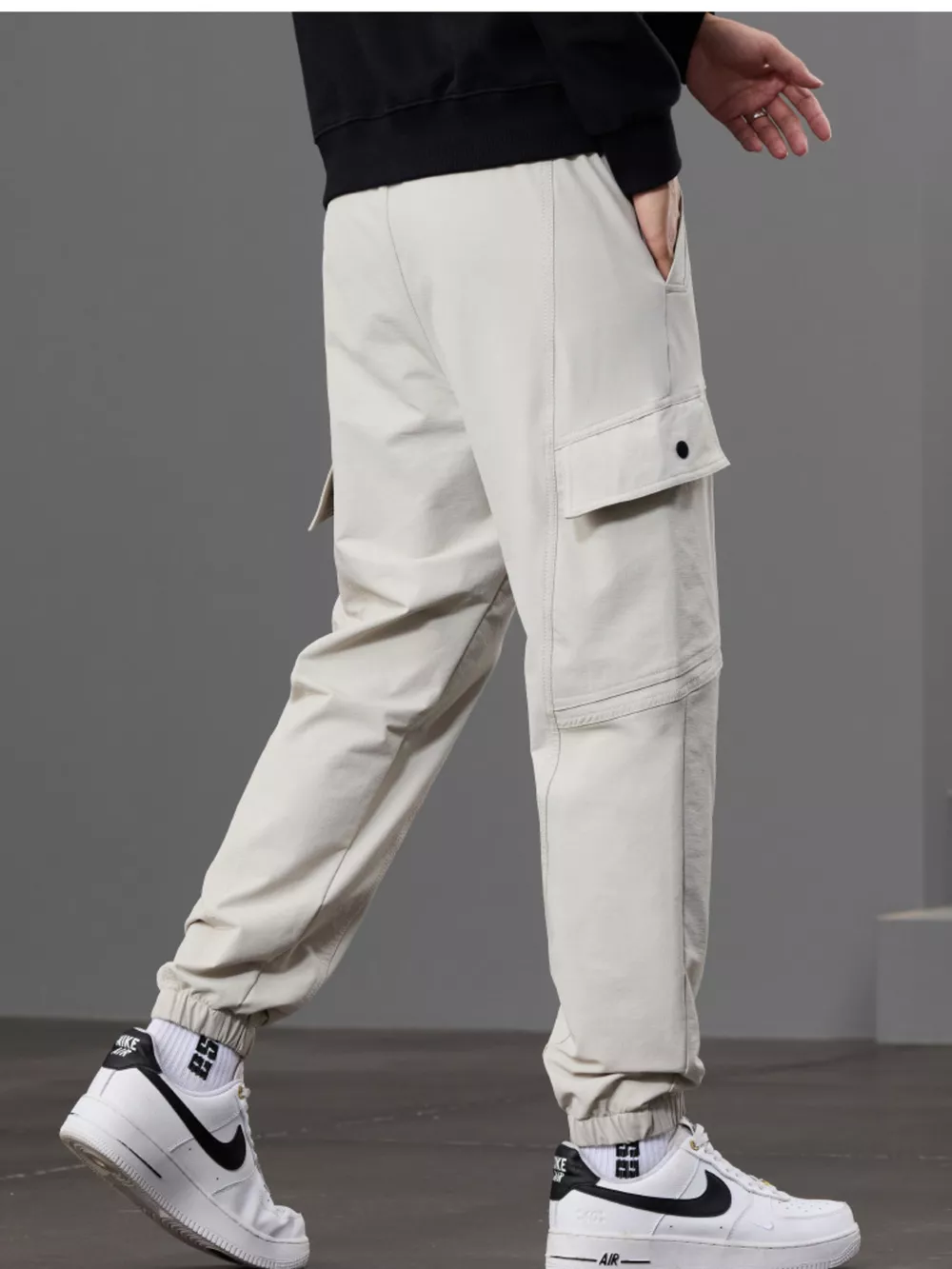 Men's Casual Cargo Pants with Drawstring Waist, image 10