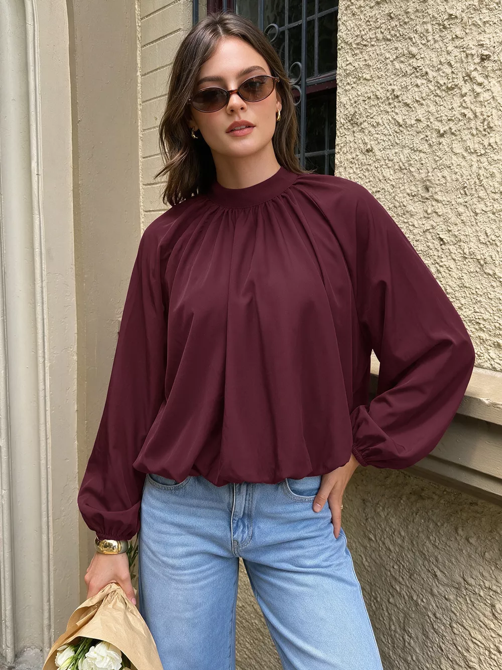 Tie Back Balloon Sleeve Blouse, image 4