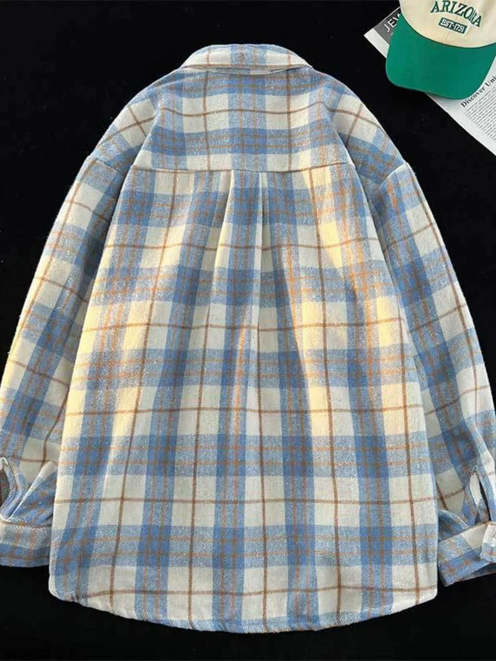 Men's Full Size Oversized Plaid Shirt with Chest Pocket Plus Size, image 4