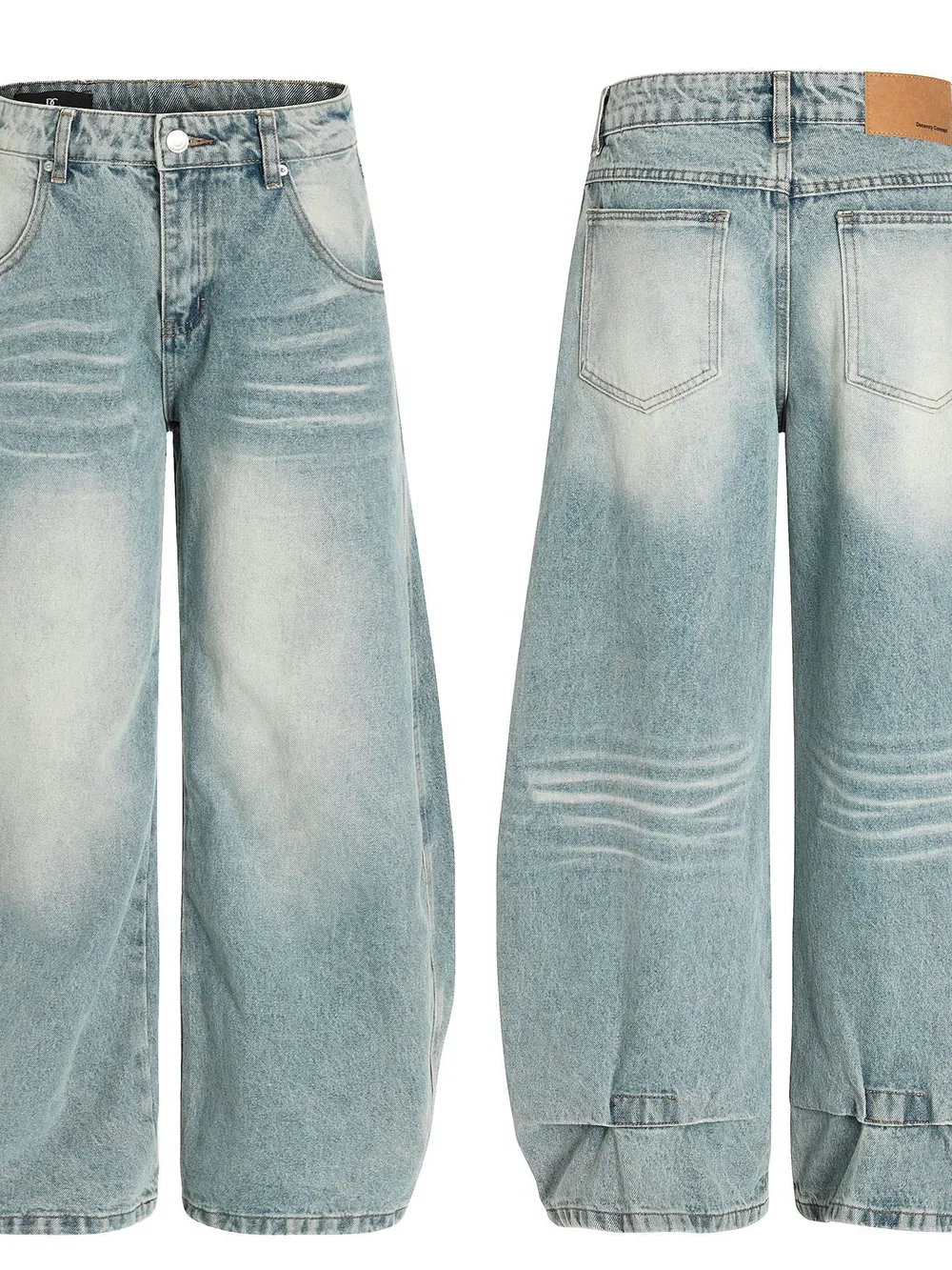 Men's Washed Wide Leg Baggy Jeans, image 4