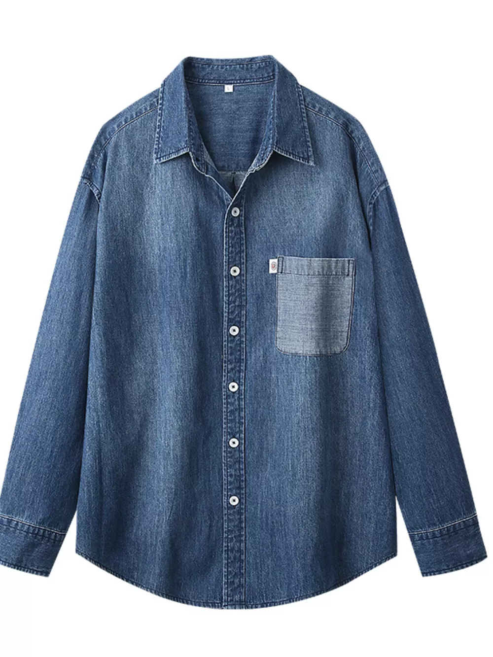 Men's Full Size Button Up Wash Denim Shirt Plus Size, image 2