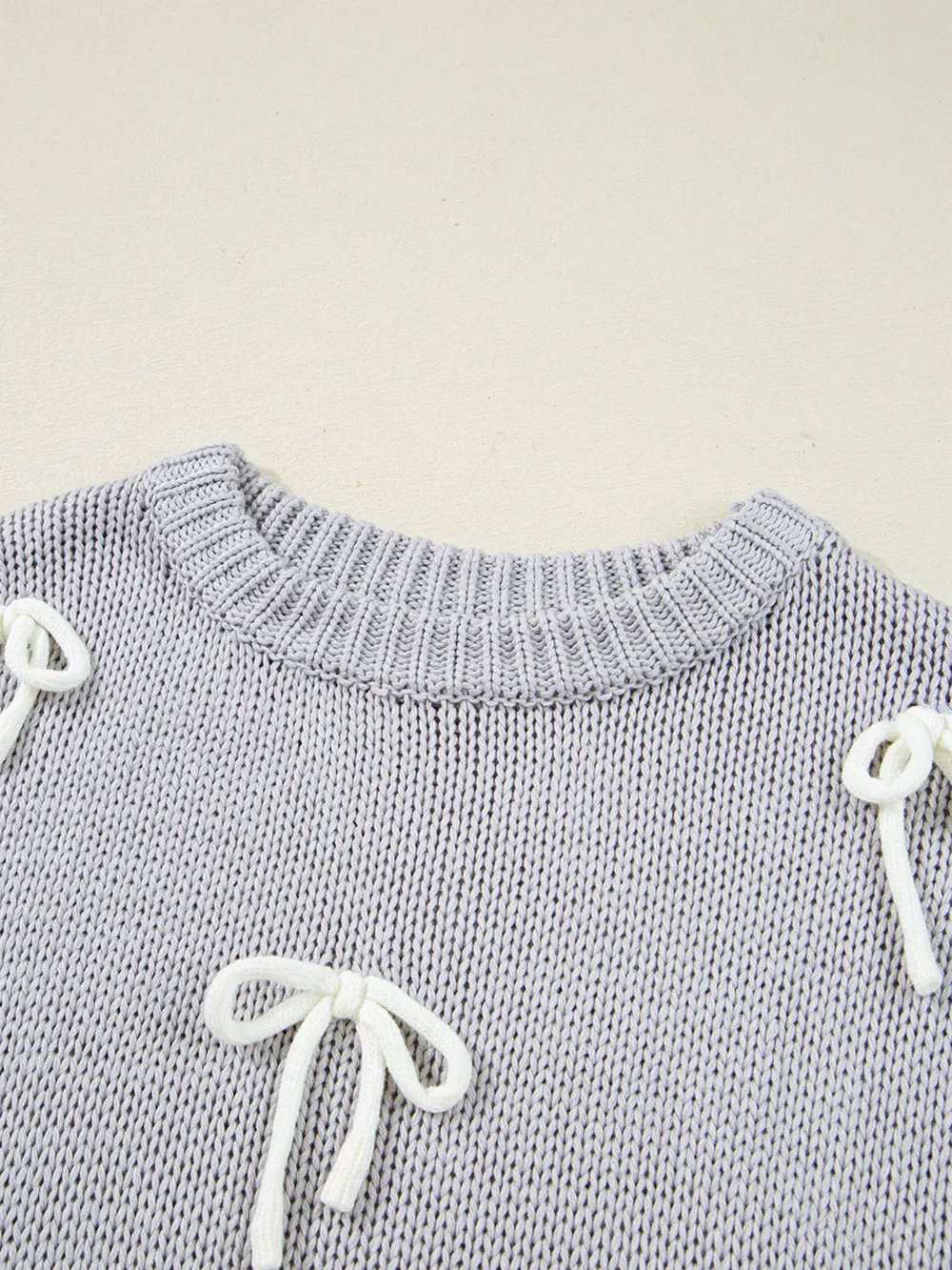 Bow Round Neck Short Sleeve Sweater, image 11