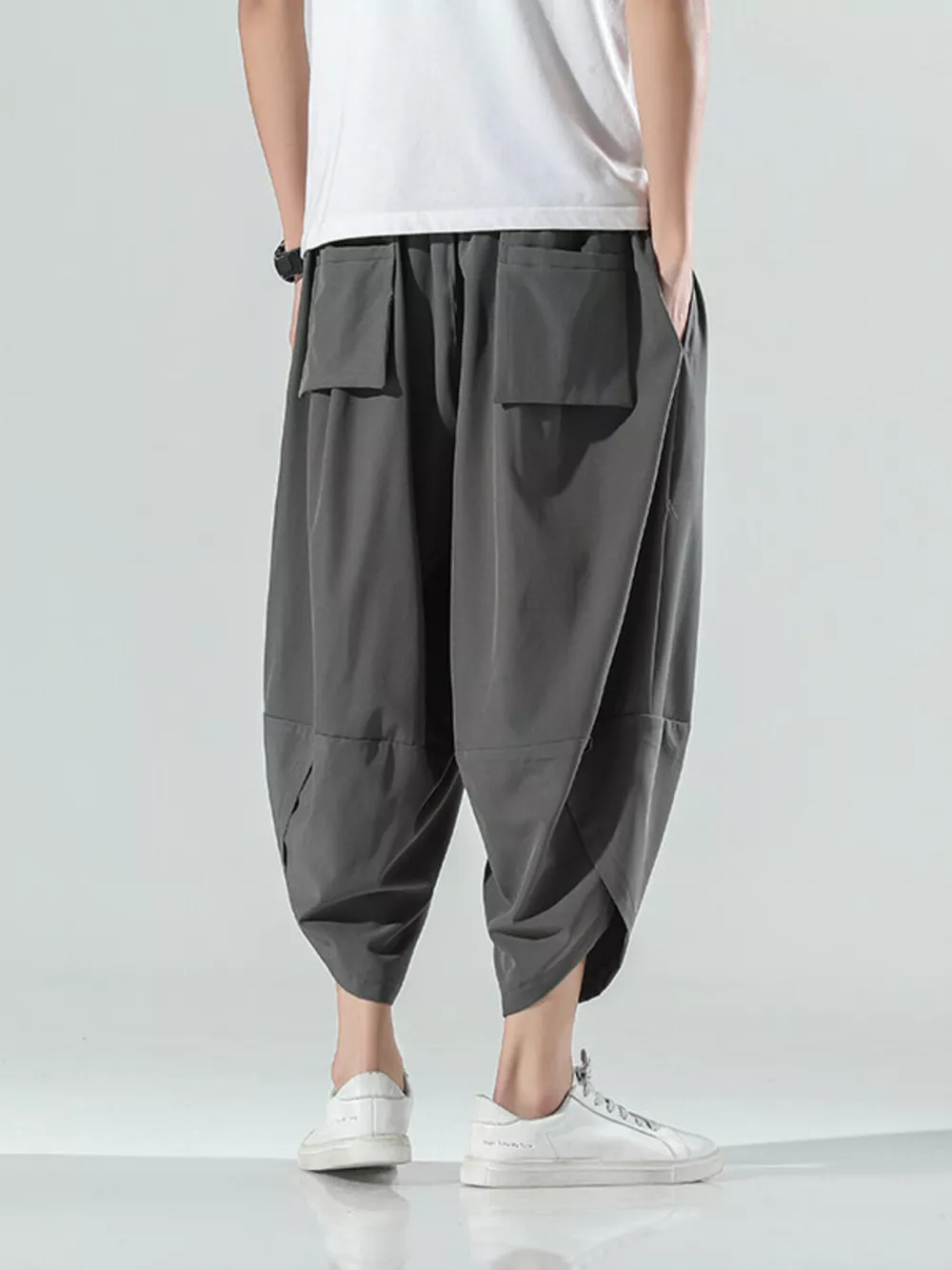 Men's Plus Size Loose-Fit Wide-Leg Cropped Casual Pants, image 6