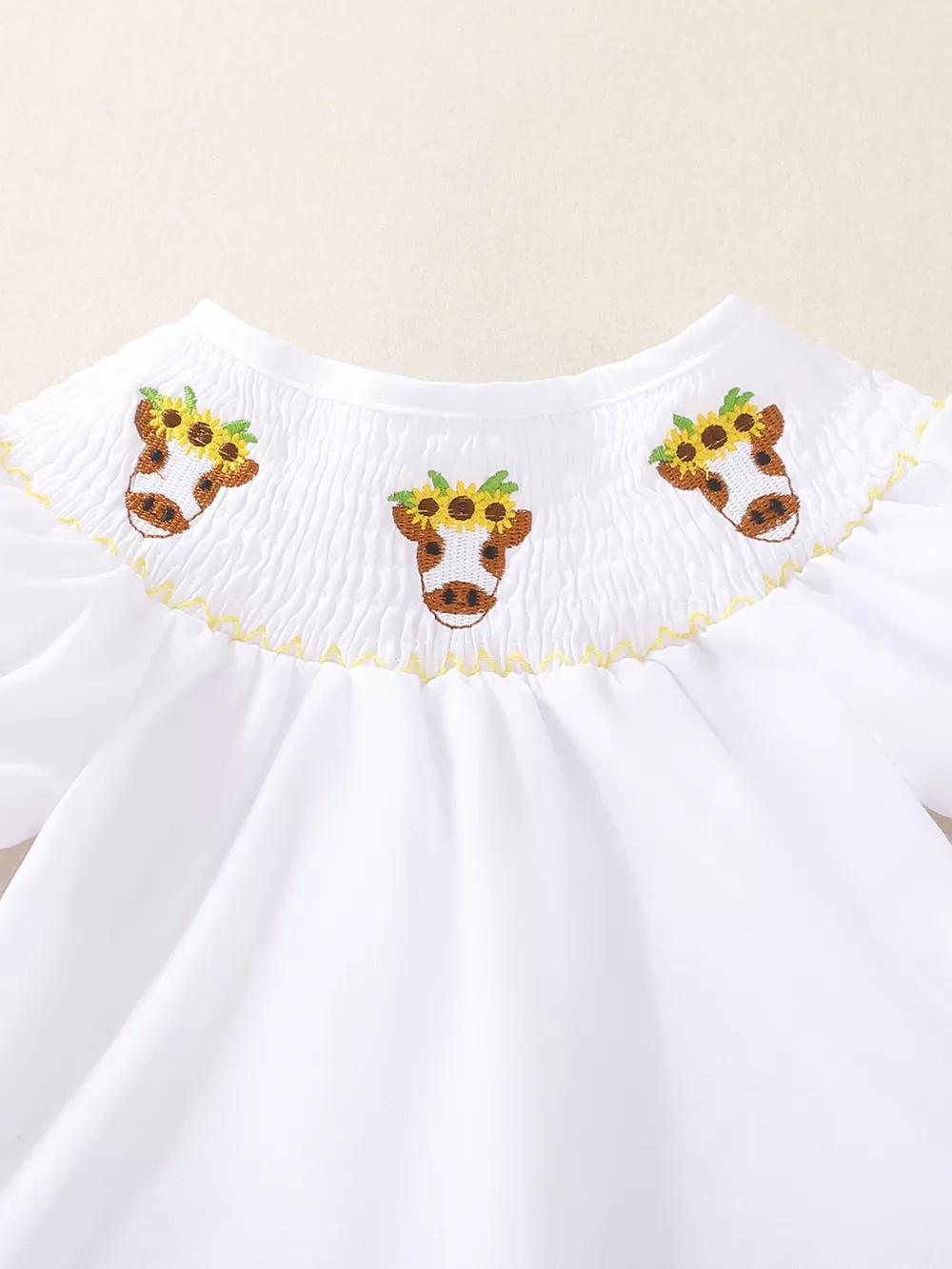 Children's Sunflower Smocked Top and Bell Bottom Set, image 2