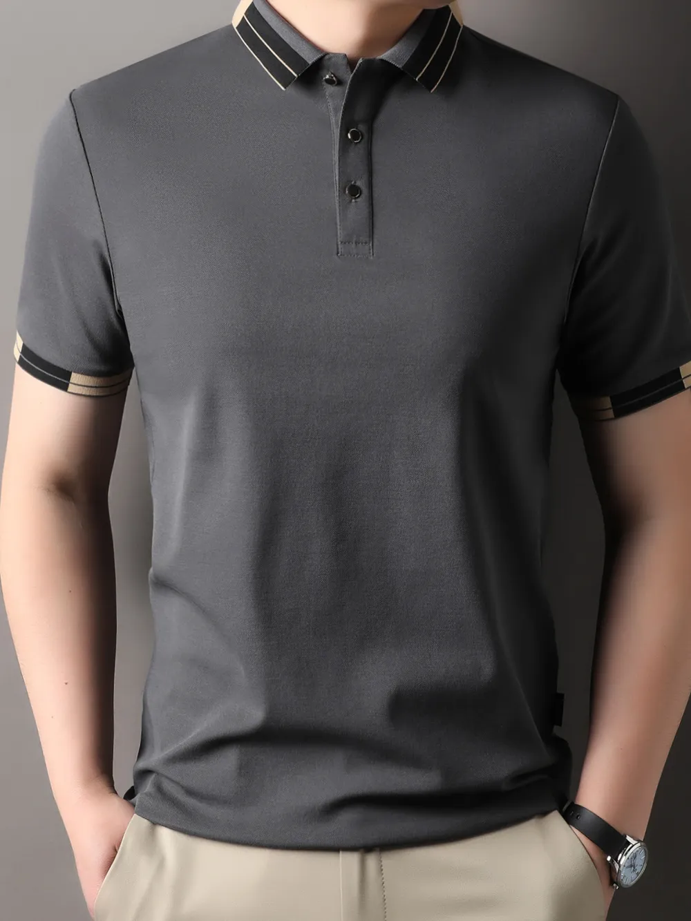 Men's Button Detail Short Sleeve Polo, image 5