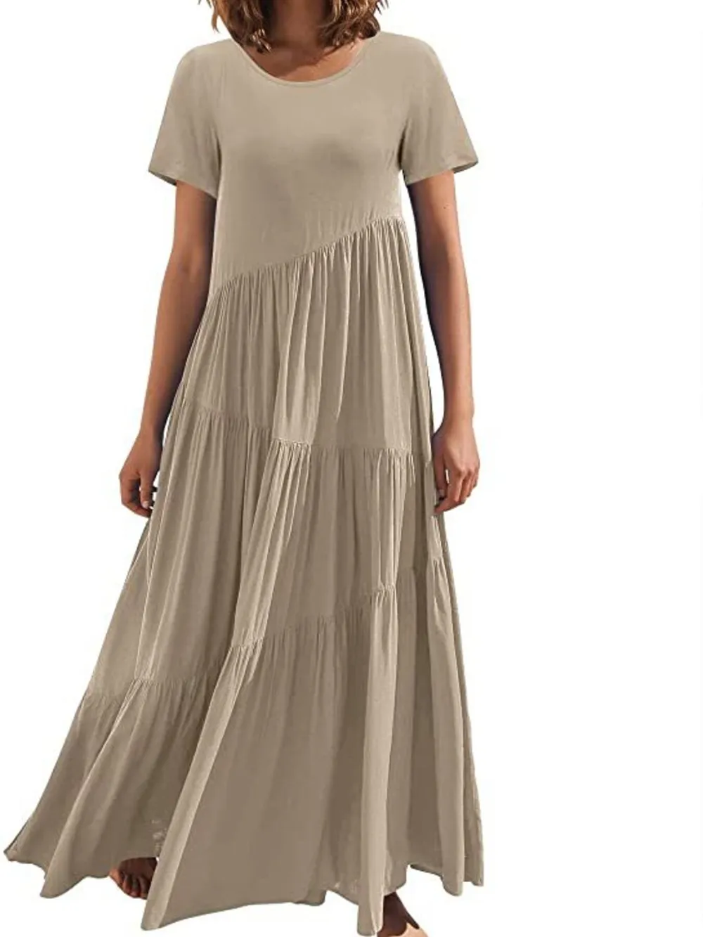 Round Neck Tiered Ruffle Maxi Dress, image 25
