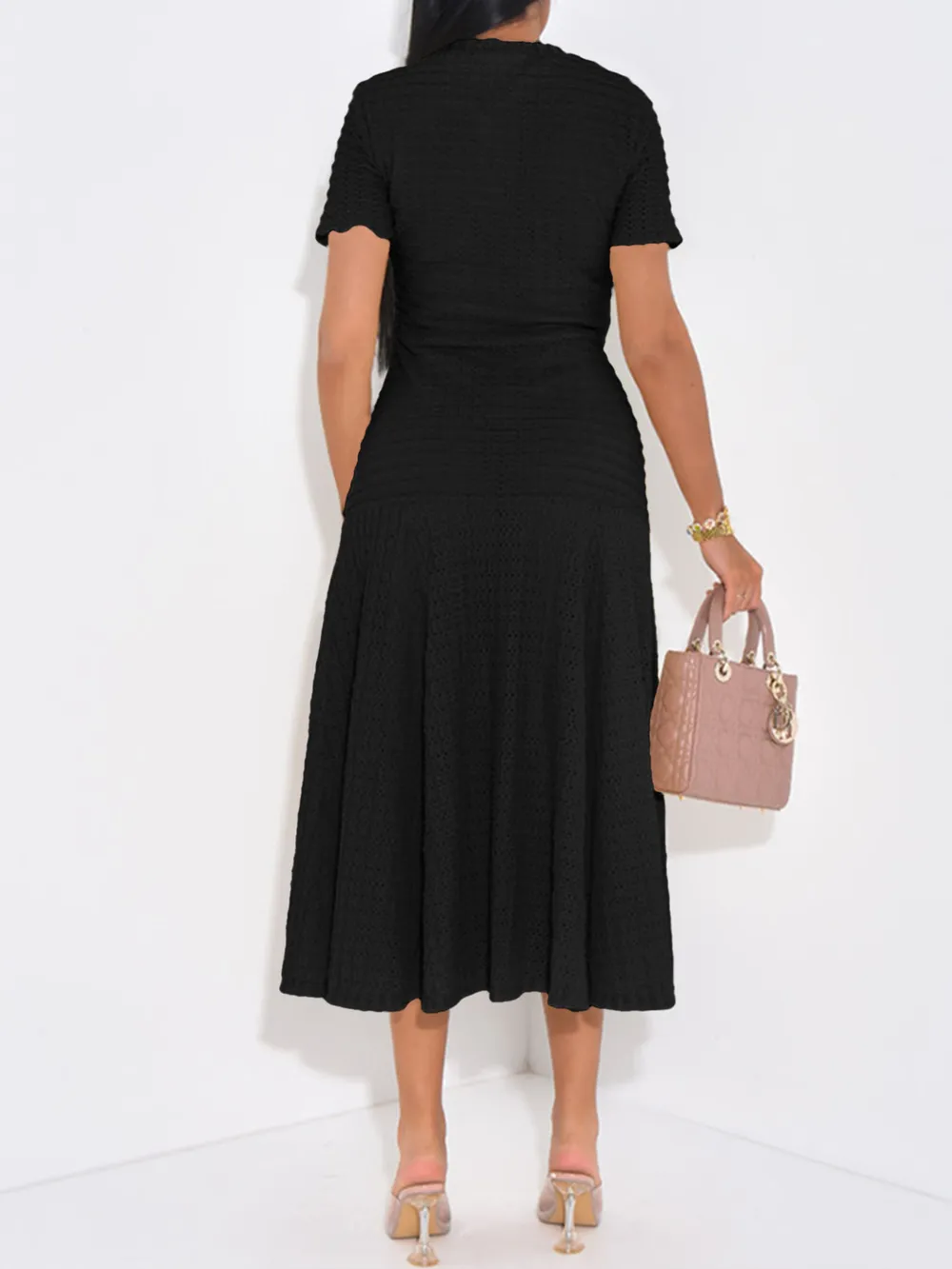 Textured Knit Short Sleeve Dress, image 4