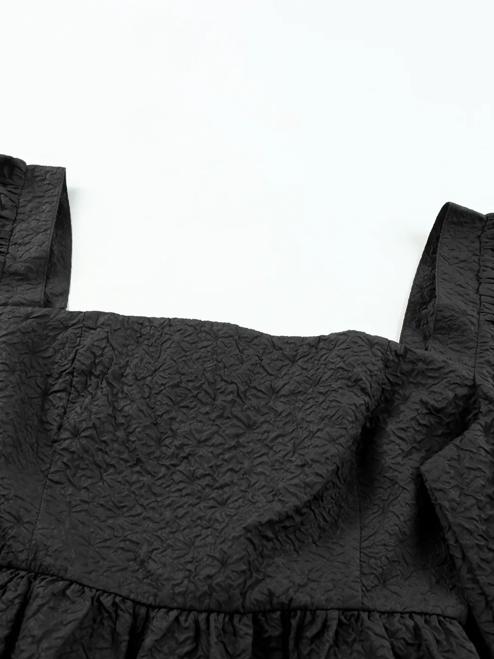 Textured Square Neck Puff Sleeve Peplum Blouse, image 10