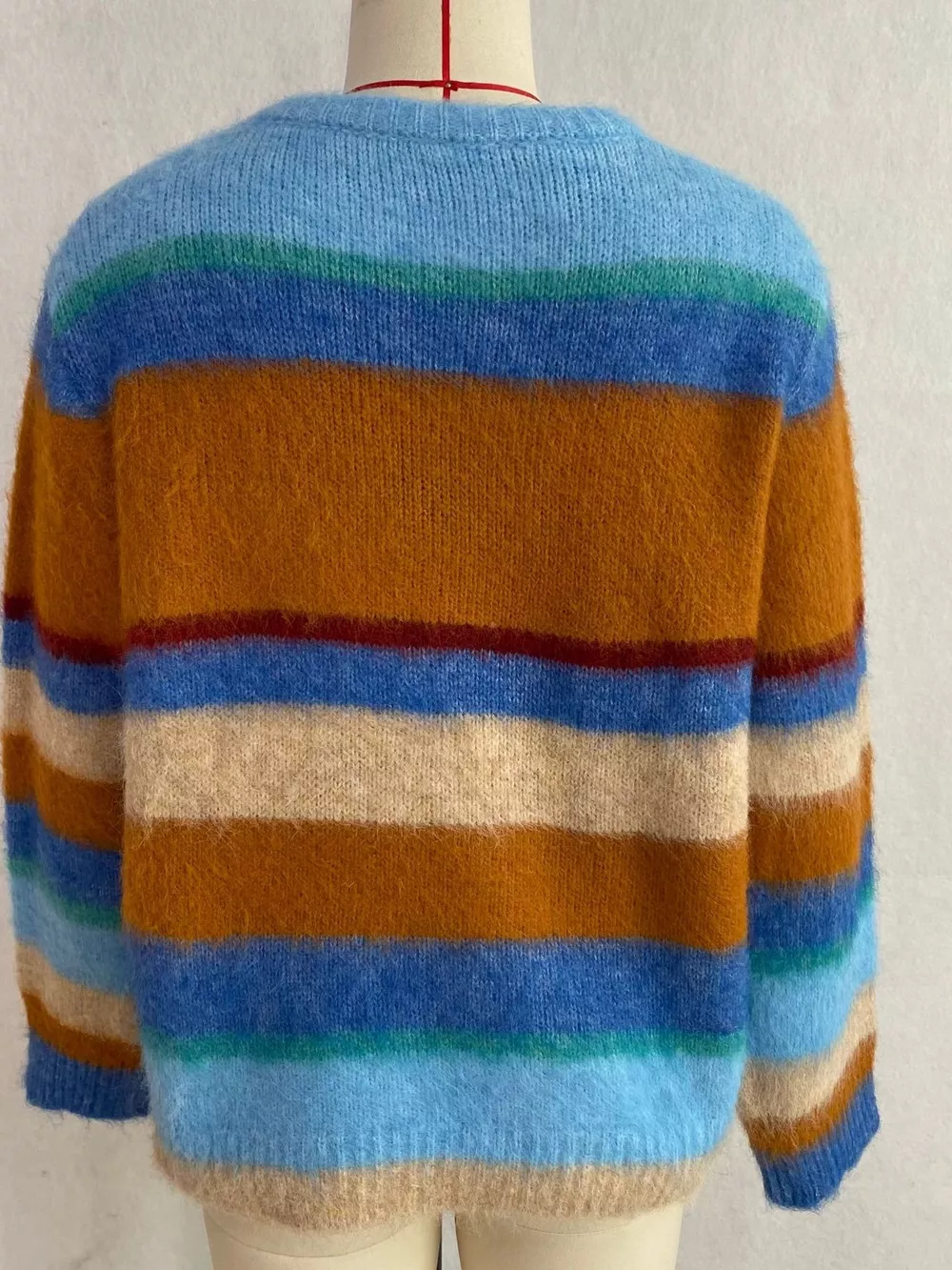 Fuzzy Striped Crew Neck Sweater, image 7