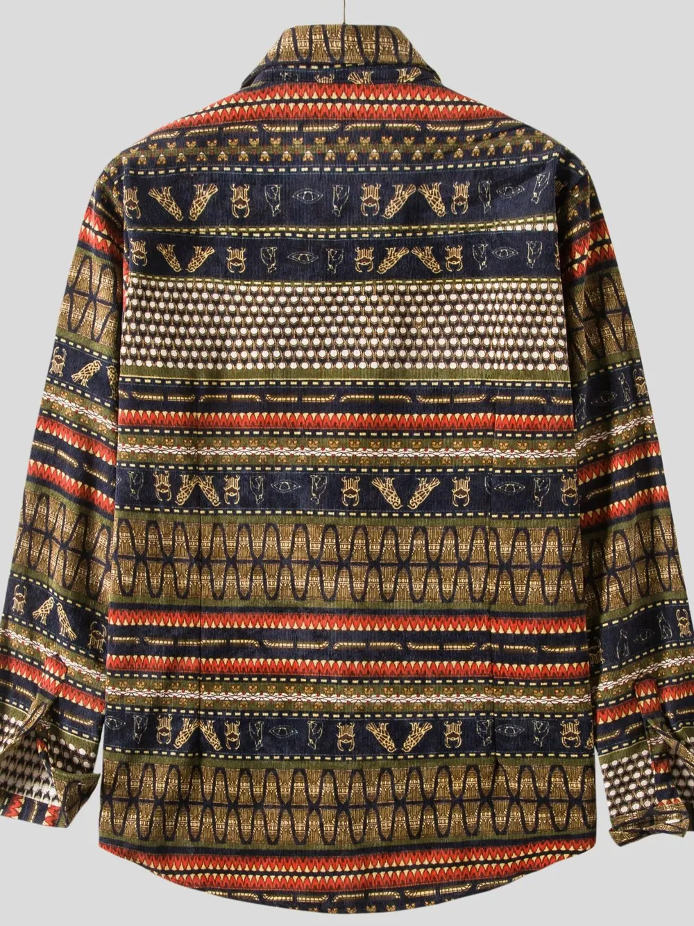 Men's Vintage Ethnic Print Button Down Shirt, image 2