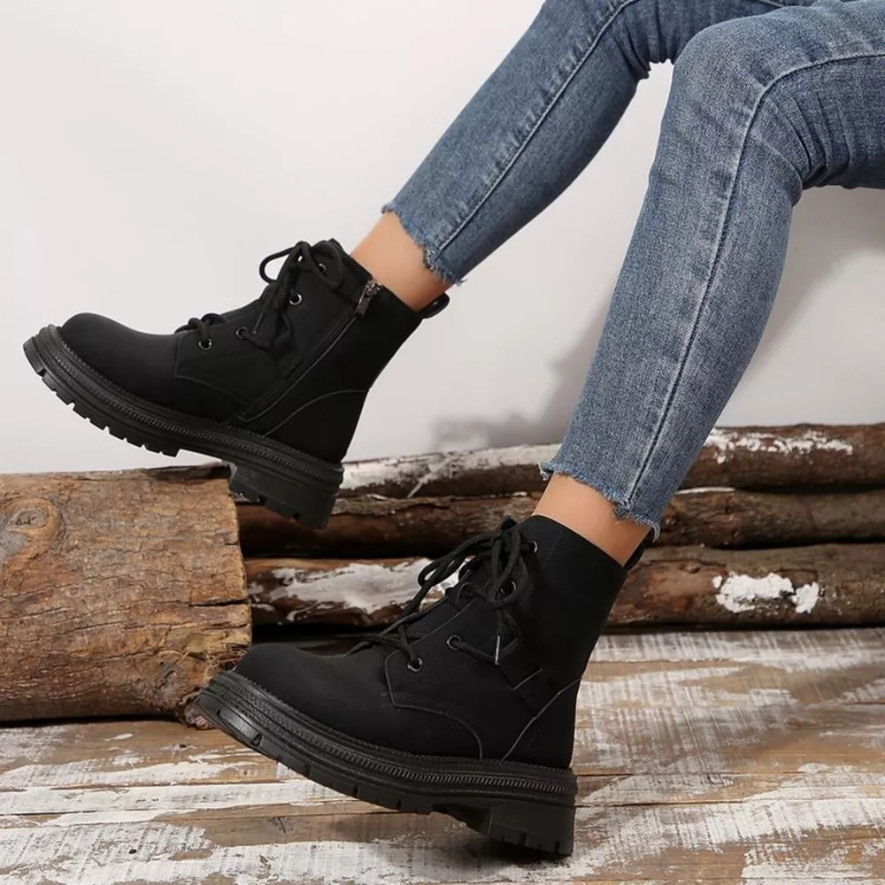 Round Toe Lace Up Platform Boots, image 8