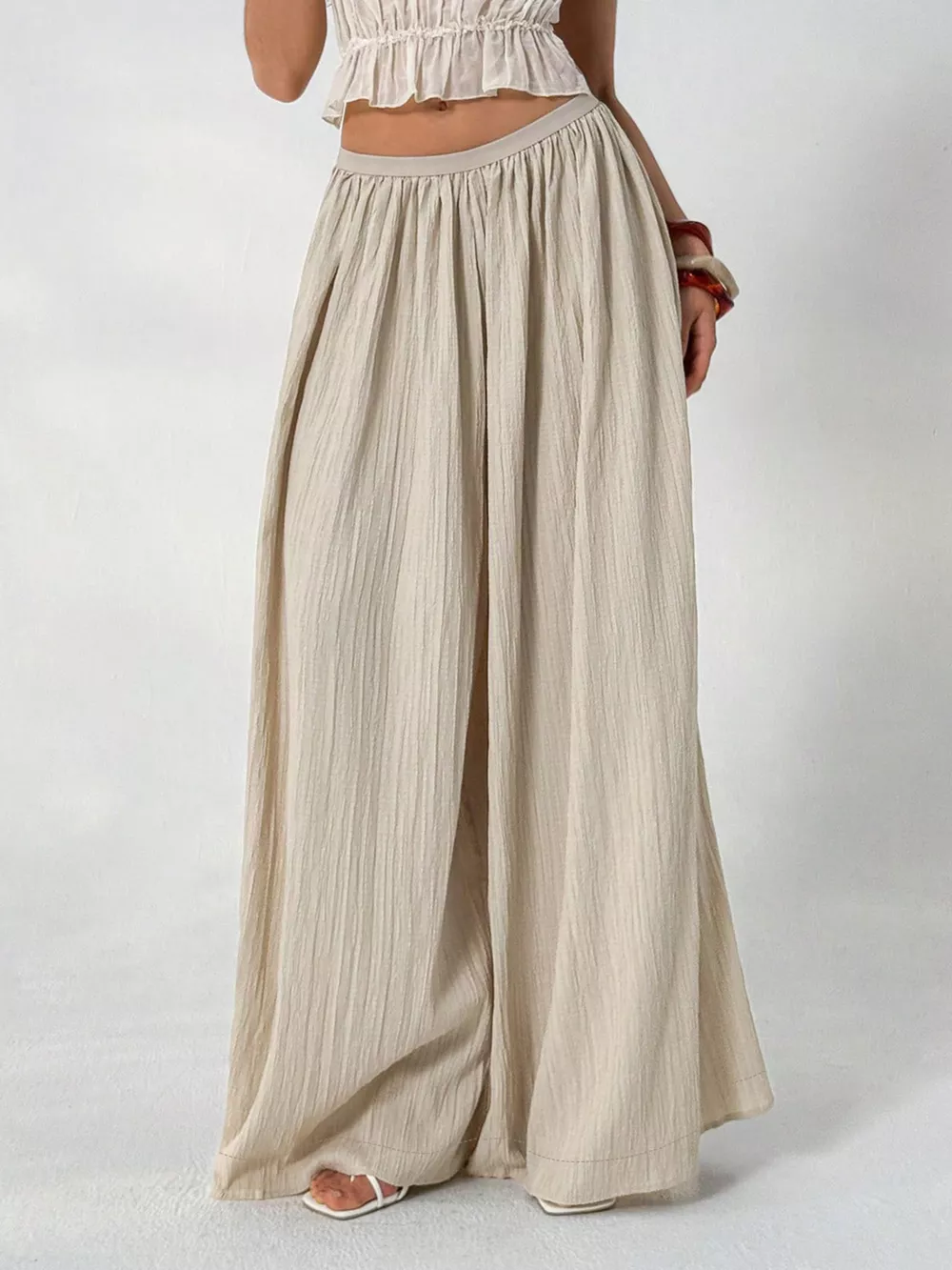 Wide-Leg Textured Pants, image 3