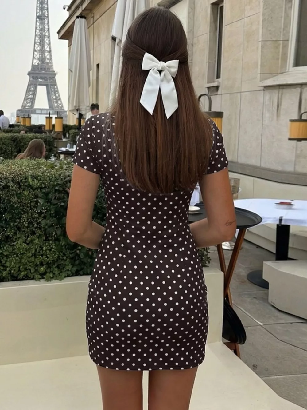 Polka Dot Cut-Out Front Mini Dress, image 9