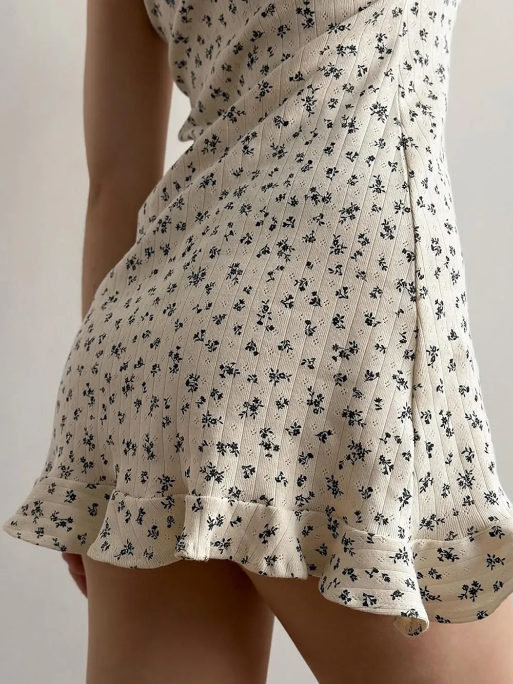 Floral Print Ruffle Hem Cami Lounge Dress, image 5