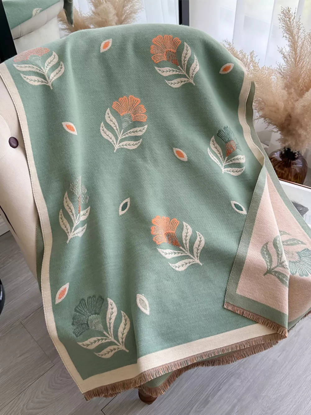 Printed Raw Hem Shawl, image 10
