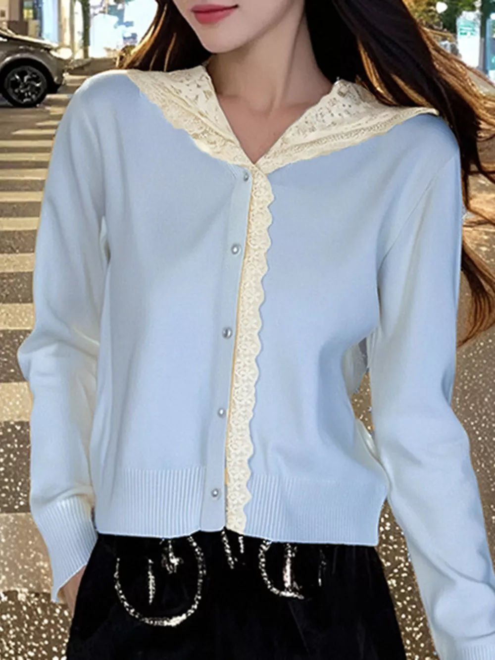 Lace Trim Hooded Cardigan, image 10
