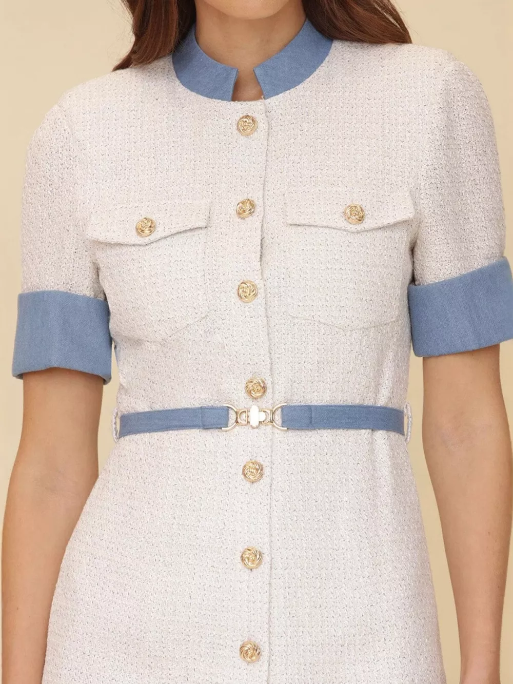 Contrast Button Front Mini Dress, image 3