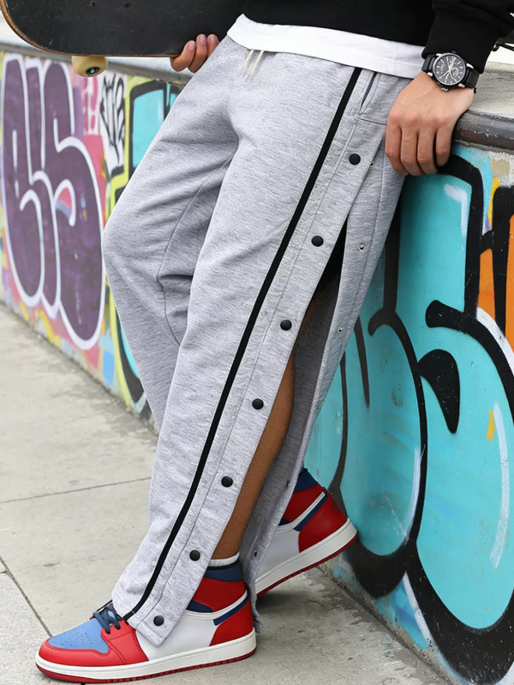 Men's Full Size Side Snap Button Pants Plus Size, image 17