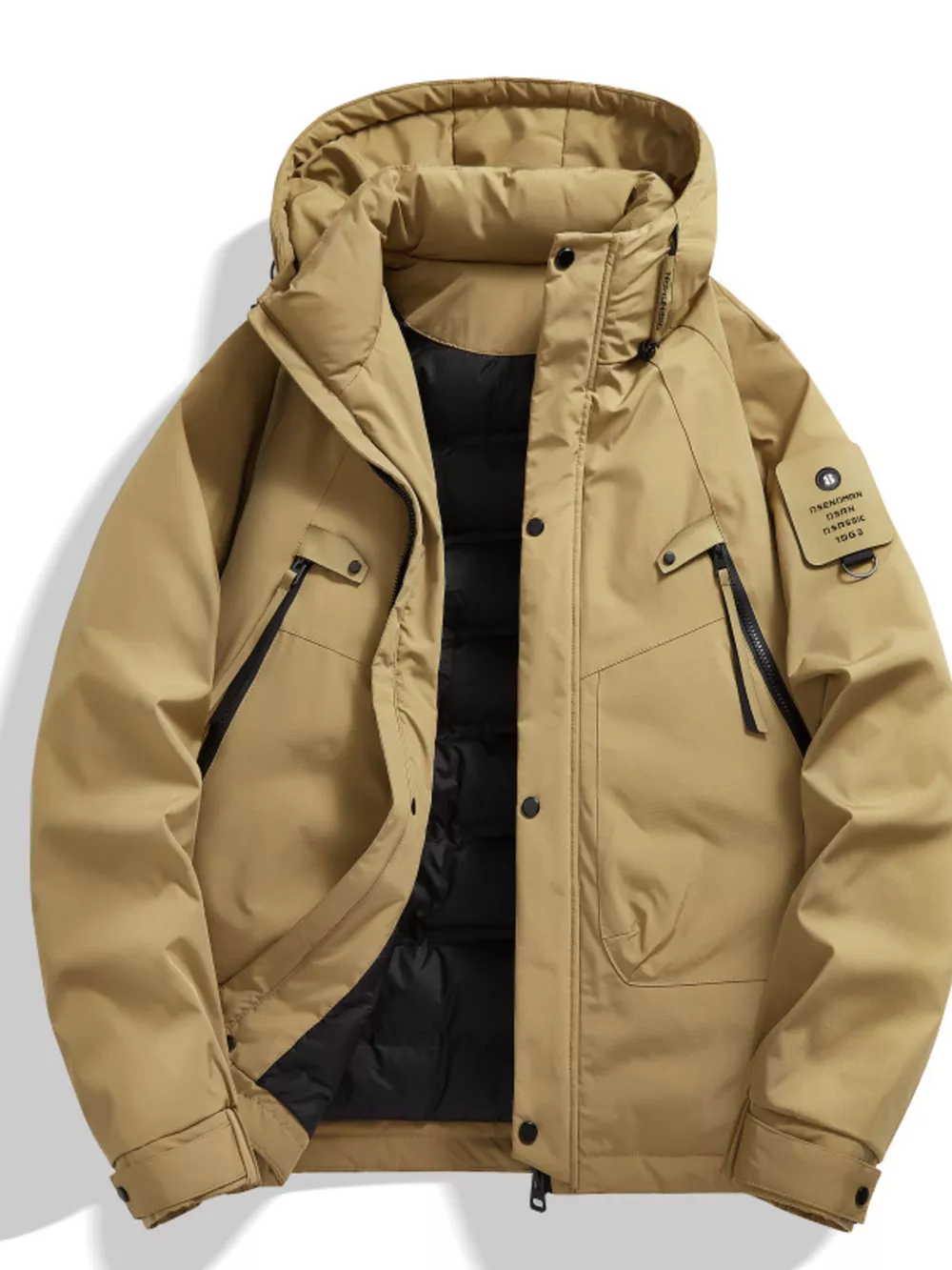 Men's Plus Size Hooded Snap Down Jacket, image 11