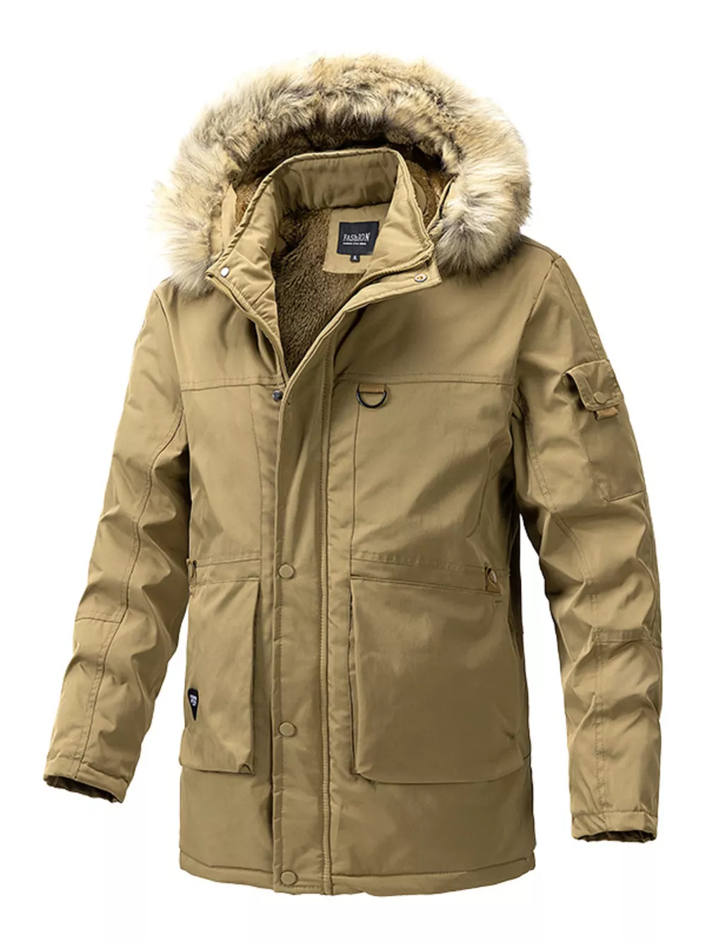 Men's Plus Size Fur Hooded Winter Parka Coat, image 7