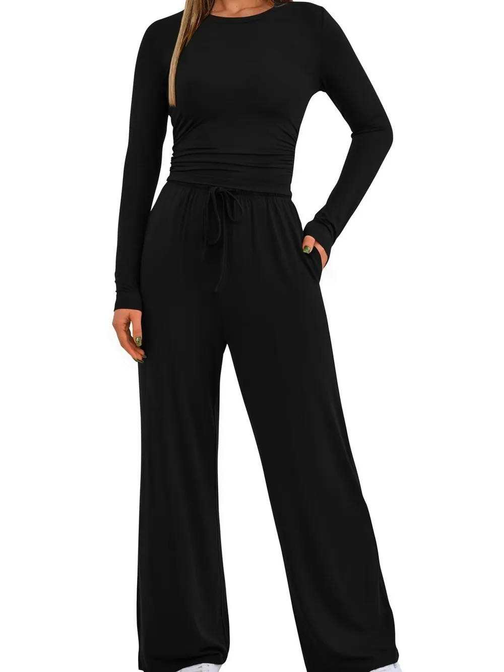 Round Neck Long Sleeve Top and Pants Set, image 21
