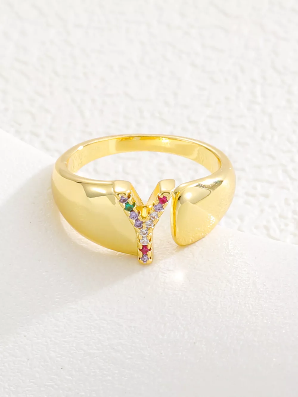 18K Gold-Plated Zircon Letter Ring, image 28
