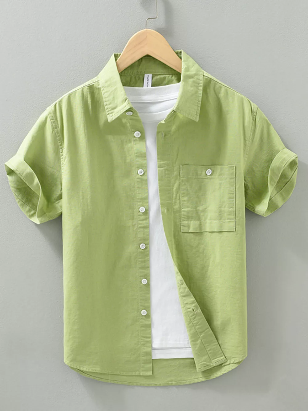 Men's Full Size Casual Short Sleeve Button-Down Shirt with Chest Pocket Plus Size