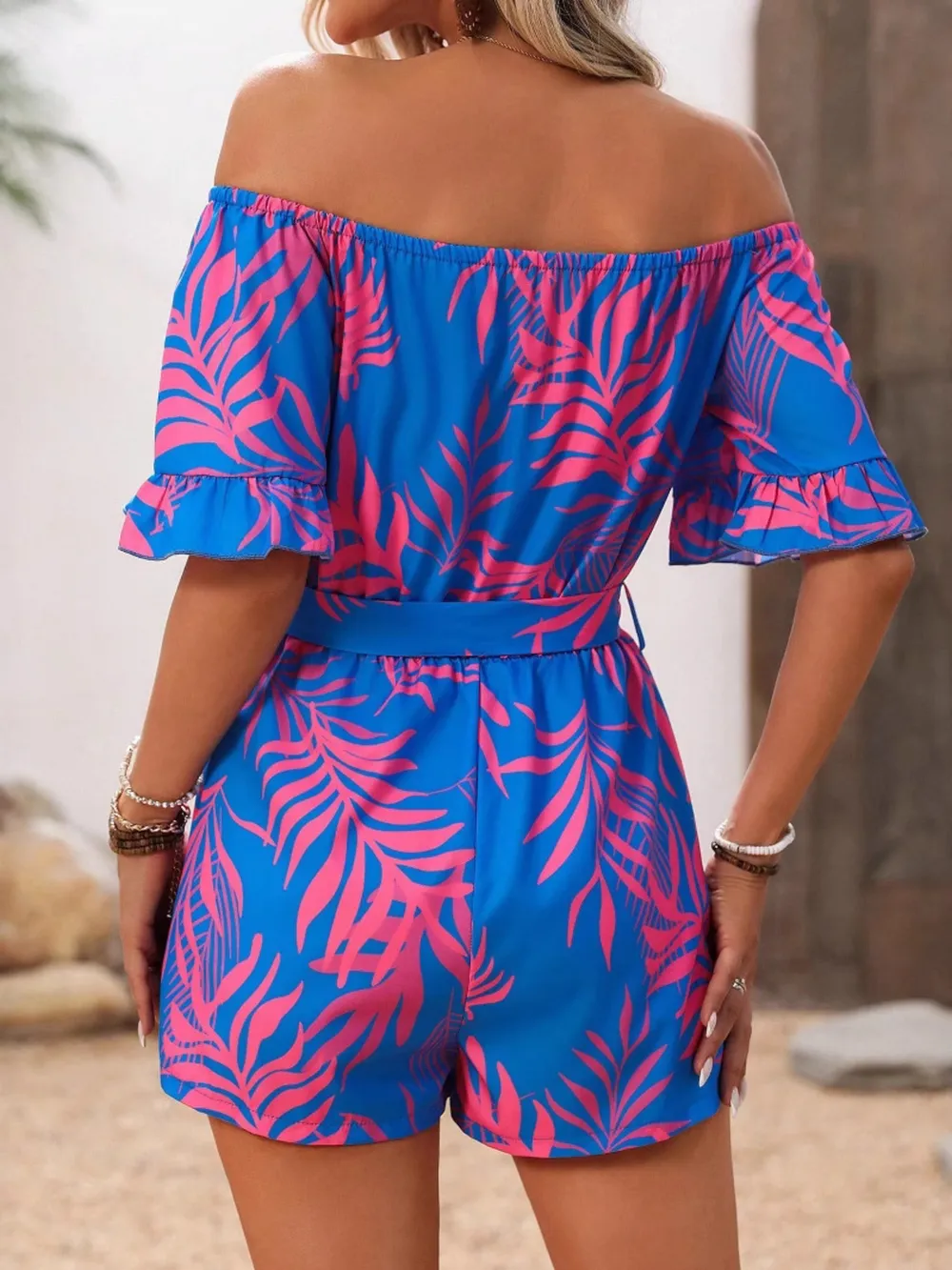 Tropical Print Off-Shoulder Romper, image 5