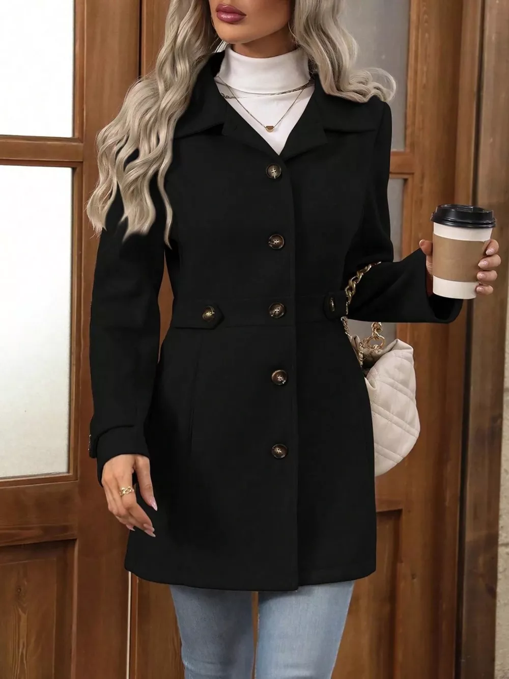 Button Up Long Sleeve Coat, image 7