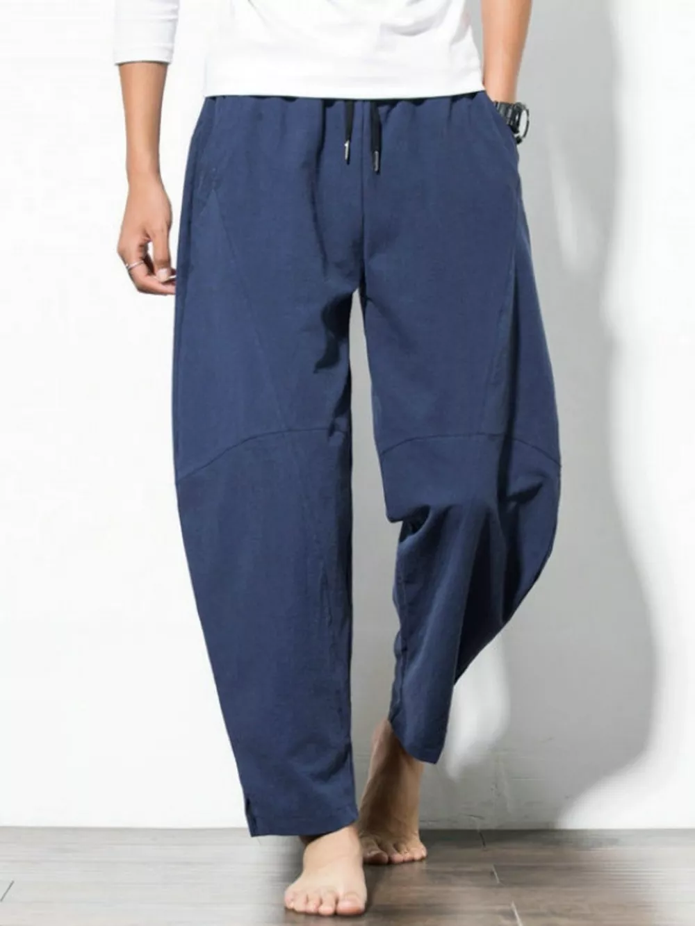 Men's Plus Size Casual Drawstring Wide Leg Pants, image 4
