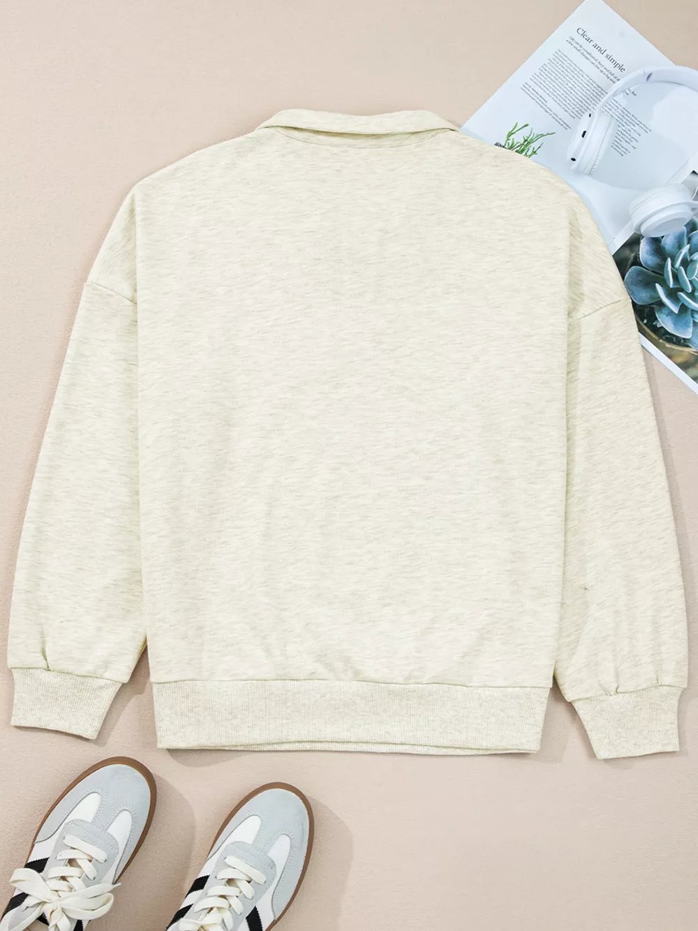Contrast Striped Patchwork Zip Collar Sweatshirt, image 13