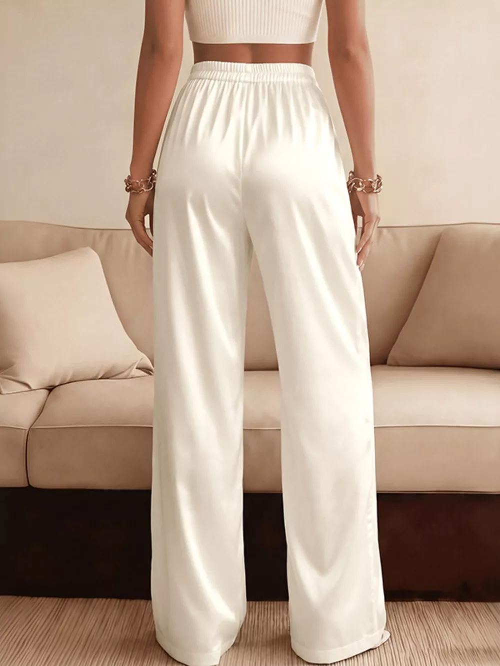 Lace Waist Wide Leg Pants, image 6