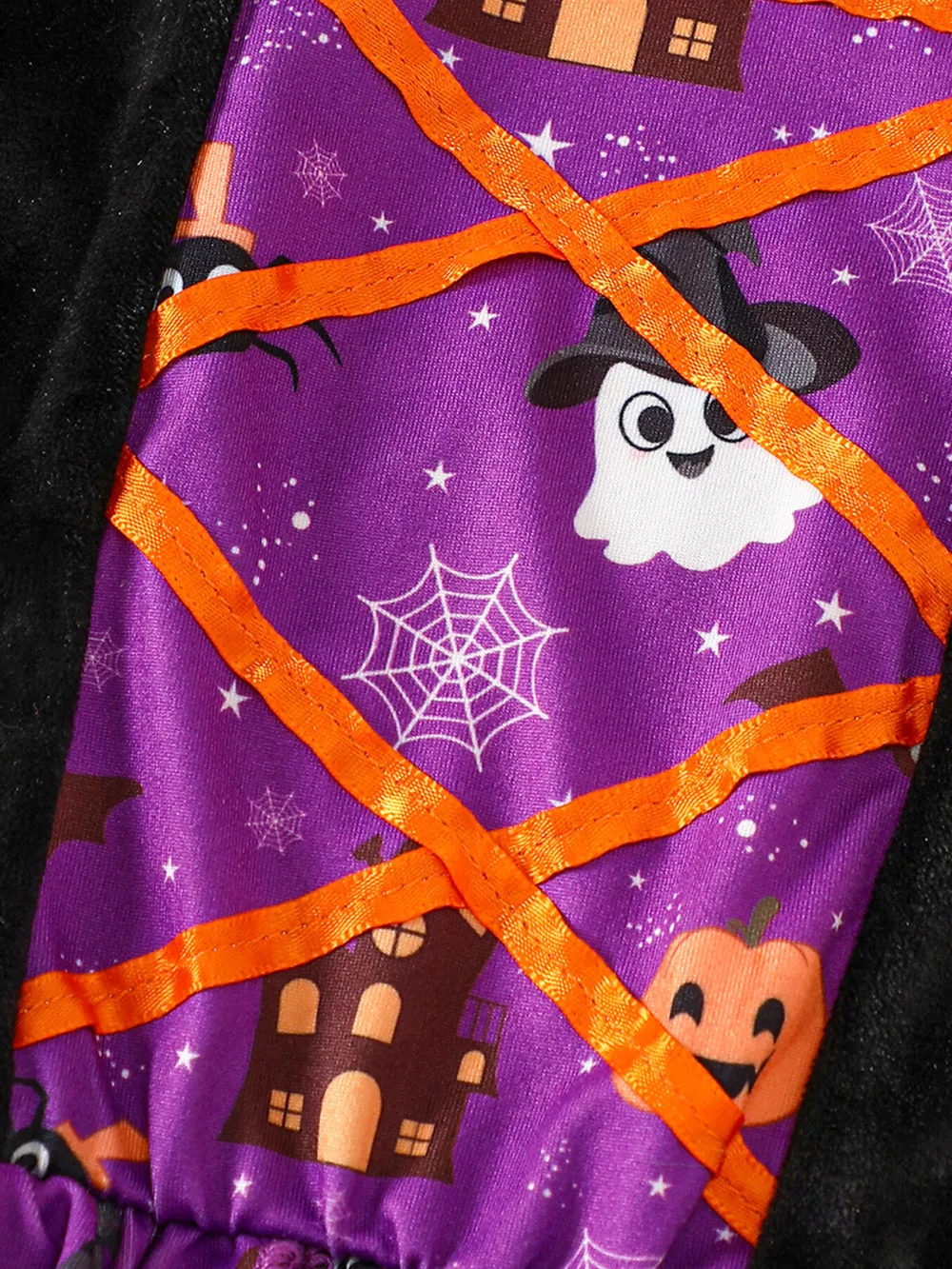 Children's Halloween Hooded Cape and Printed Dress Witch Costume Set, image 2