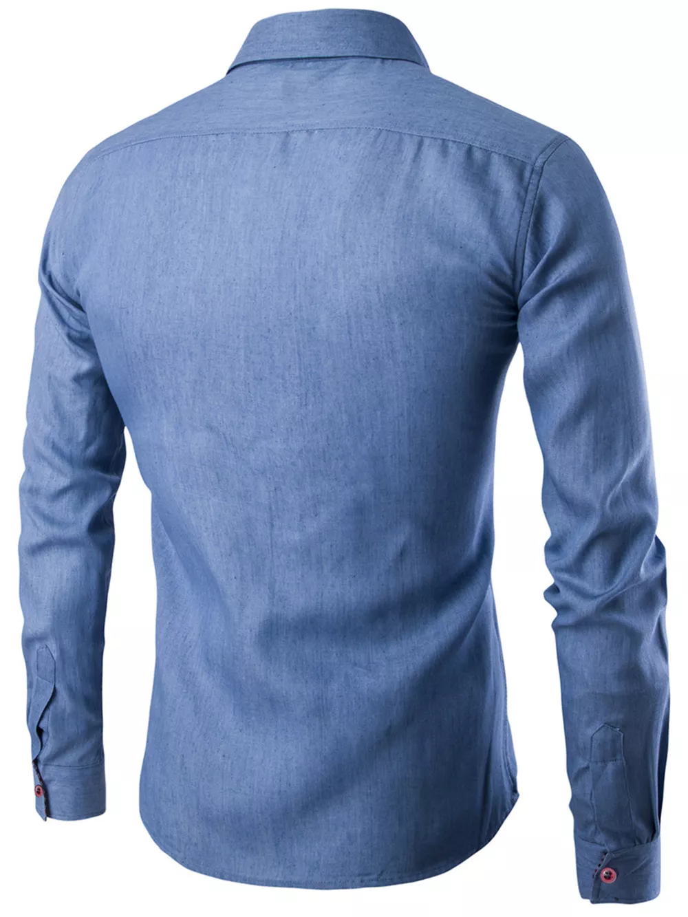 Men's Plus Size Casual Slim Fit Long Sleeve Denim Shirt, image 3