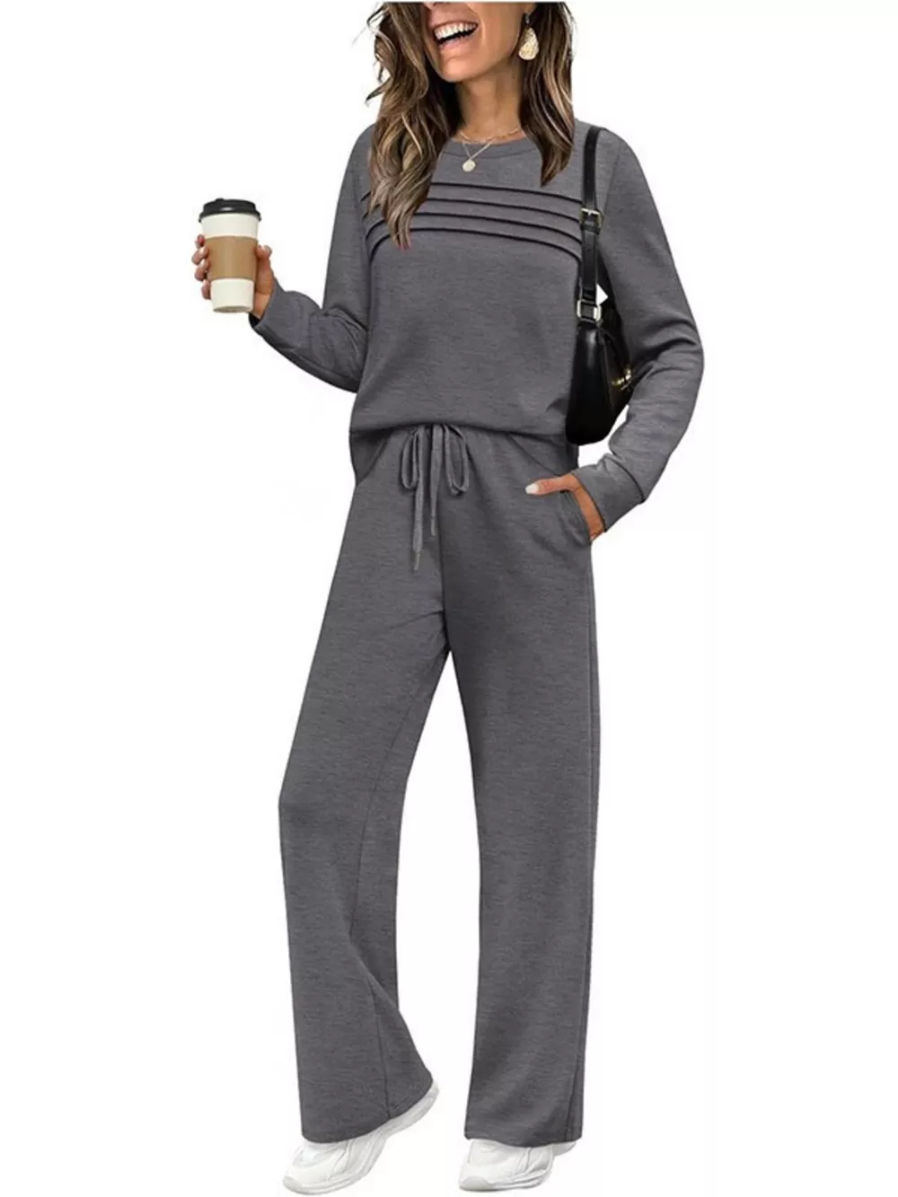 Full Size Long Sleeve Round Neck Top and Pants Set Plus Size, image 23