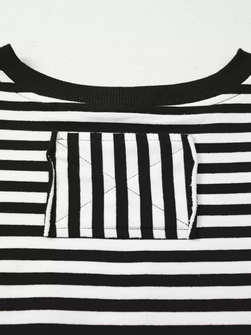 Stripe Exposed Seam Drop Shoulder Casual Pullover Top, image 9