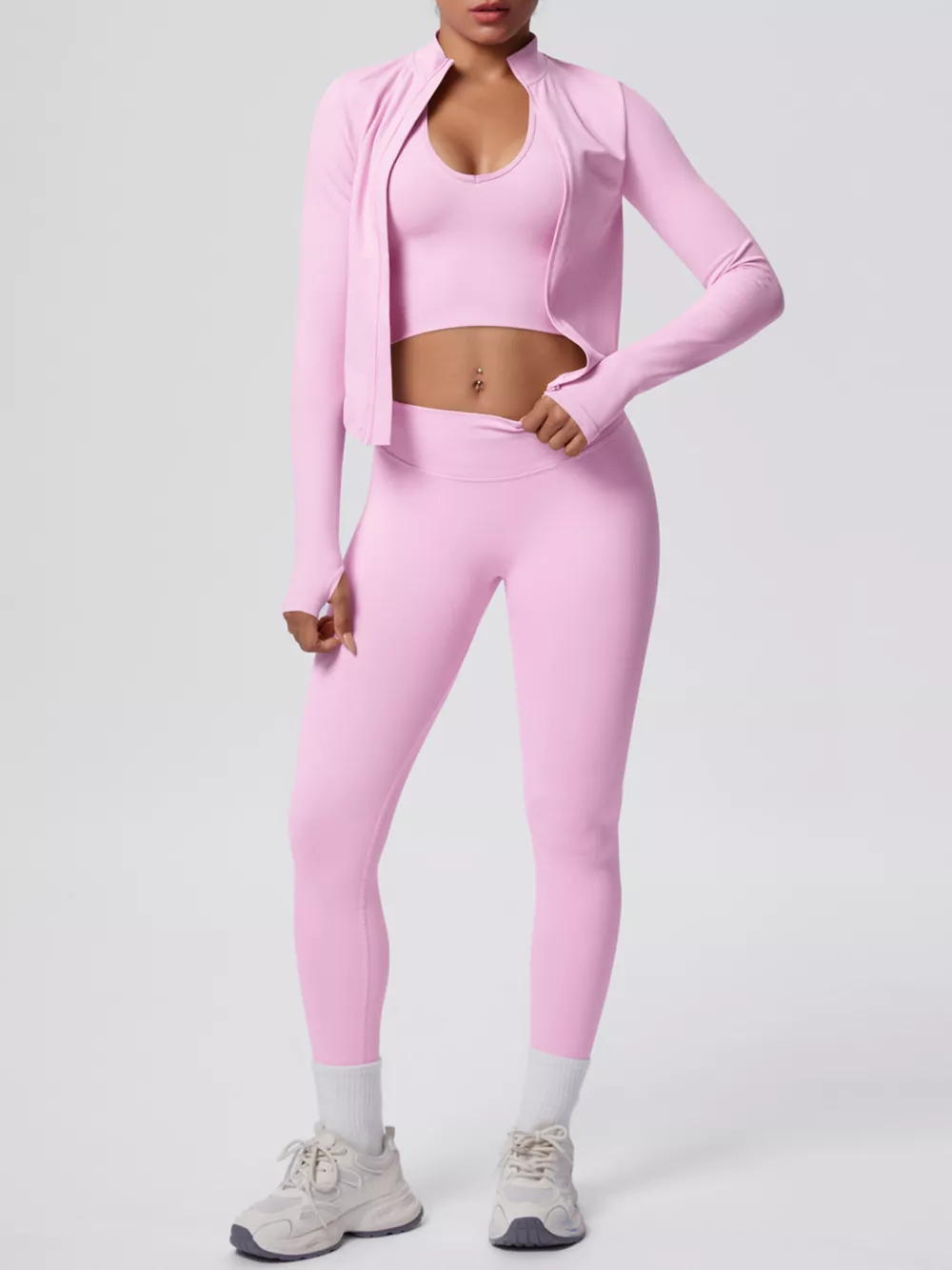 Tank & Zip-Up Jacket and Leggings Three-Piece Active Set, image 32