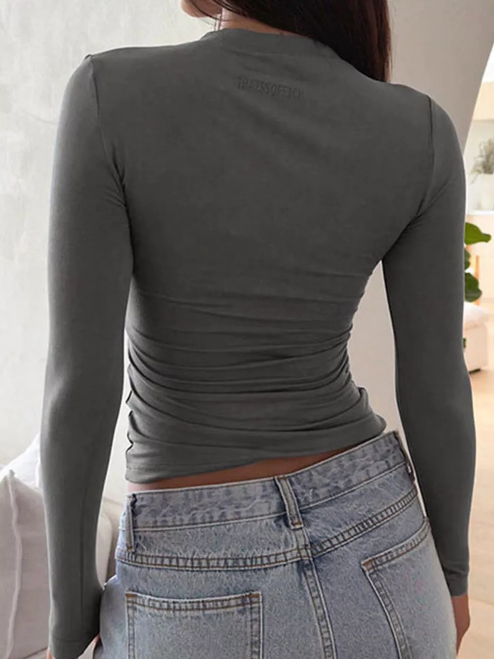 Square Neck Slim Fit Long Sleeve T-Shirt, image 19