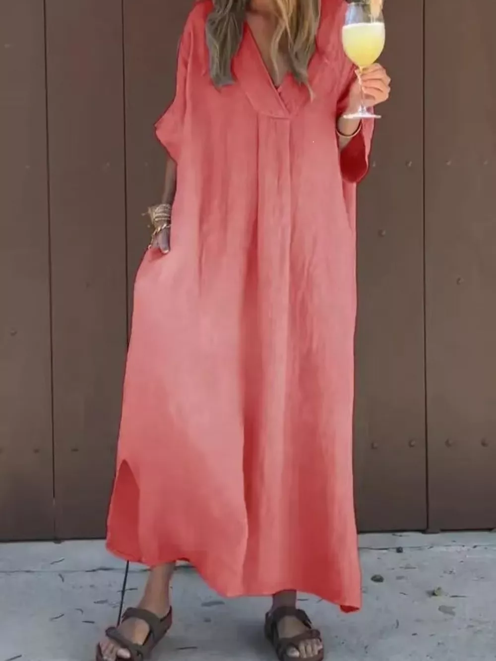 Full Size V-Neck Maxi Dress with Flowy Silhouette Plus Size, image 12