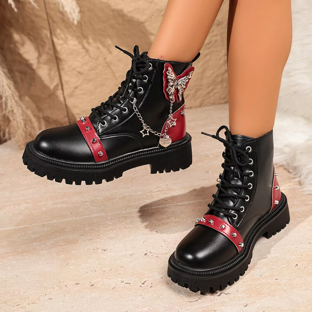 Round Toe Lace Up Boots, image 6
