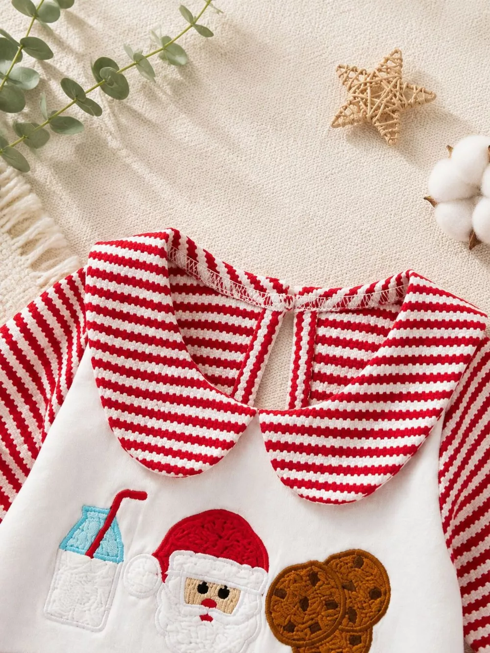 Children's Christmas Santa and Cookies Striped One-Piece, image 2