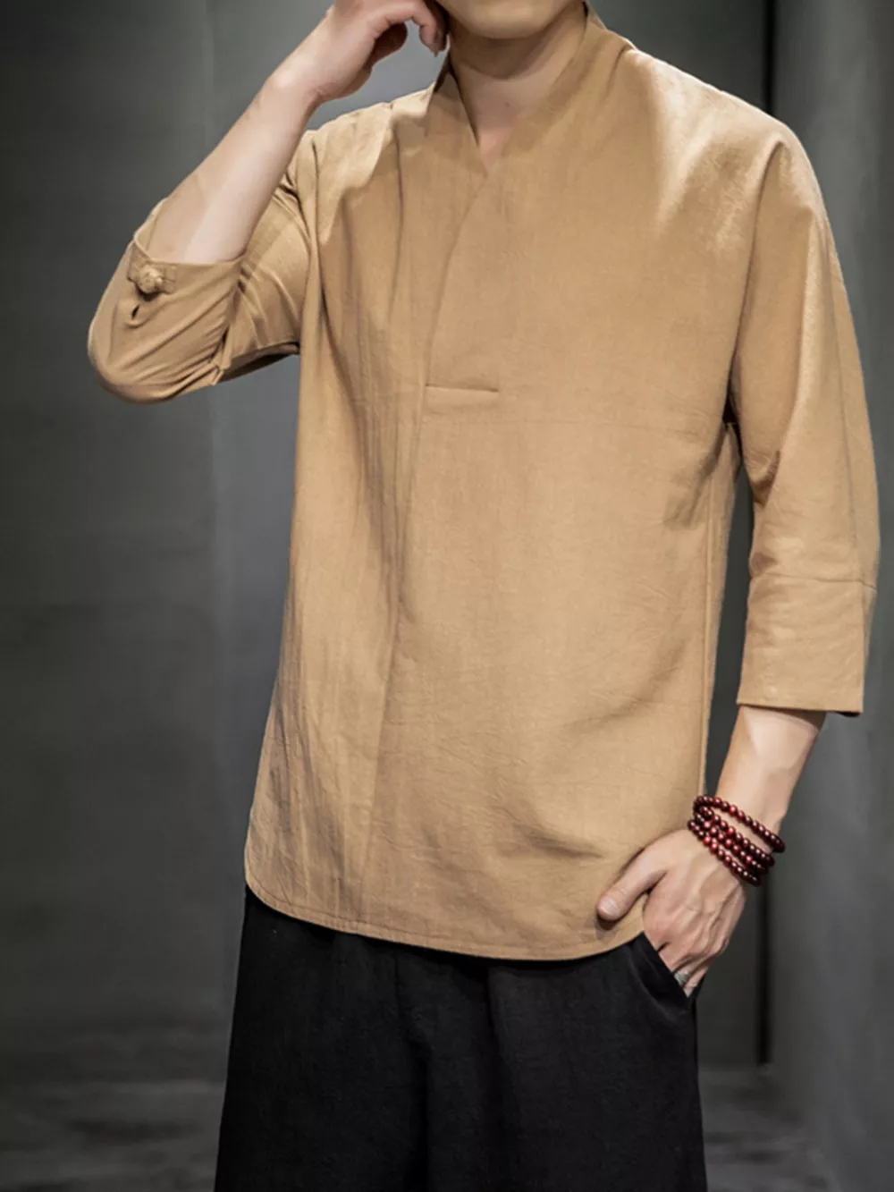 Men's Plus Size Loose Fit 3/4 Sleeve Shirt, image 5