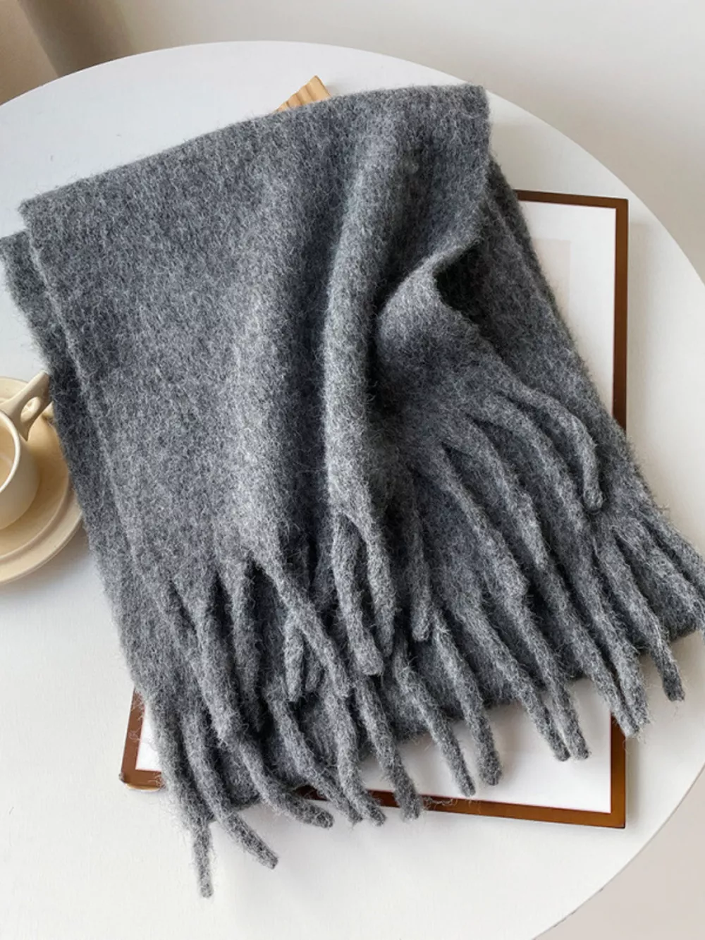 Fringe Solid Color Scarf, image 9