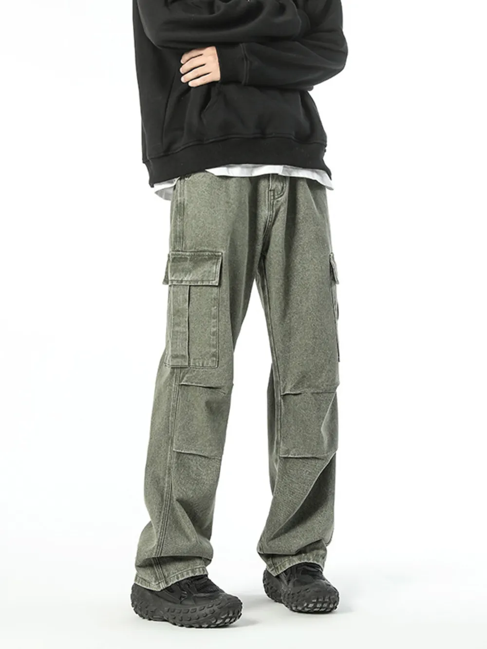 Men's Full Size Wide Leg Cargo Jeans Plus Size, image 5
