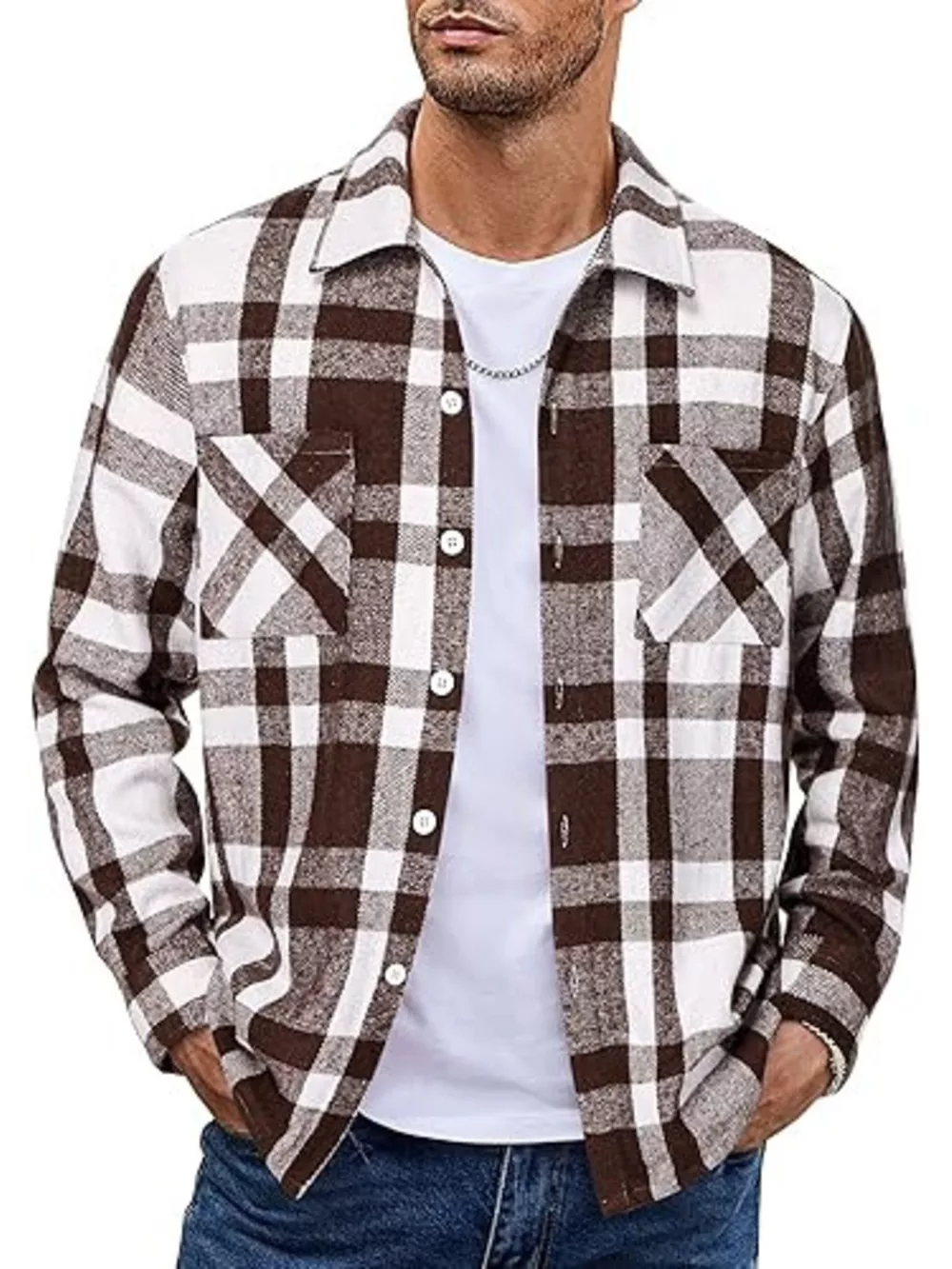 Men's Full Size Casual Plaid Button Up Shirt Plus Size, image 15