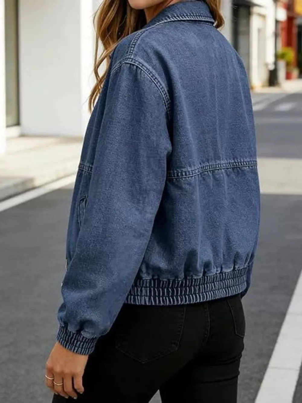 Classic Zip-Up Denim Jacket, image 4