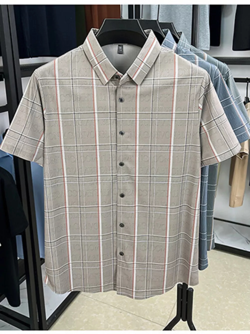 Men's Plus Size Plaid Button Up Short Sleeve Shirt, image 6