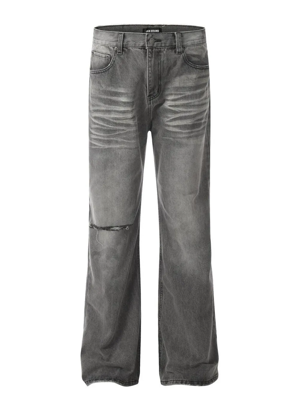 Men's Vintage Washed Distressed Wide-Leg Jeans